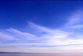 Osservazione delle nuvole Cirri Le nubi più alte; stratiformi, sottili, isolate, di colore bianco e trasparenti, simili a fili di cotone; lasciano trasparire il sole: cristalli ridotti e radi