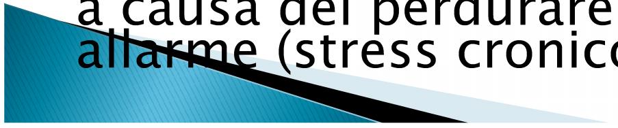 1) fase di allarme 2) fase di allerta 3) fase di esaurimento Il soggetto sente il pericolo Si mobilitano le difese per far fronte al