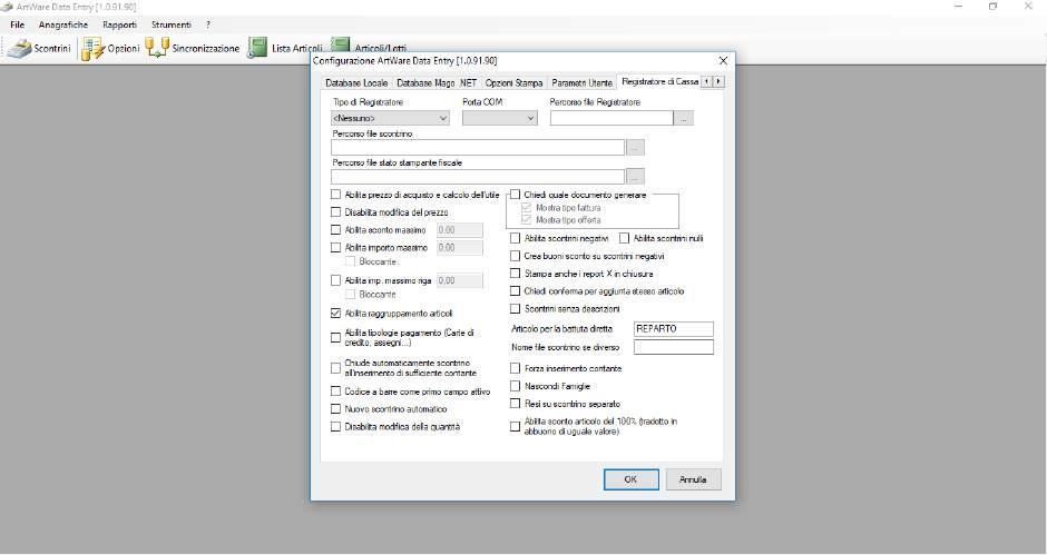 Al momento dell istallazione, il tecnico configurerà il programma in base alle esigenze del cliente attraverso il tab strumenti.