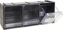 cassettiere mobil plastic "crystal box" 3 cassetti in PET idonee al contatto con sostanze alimentari, dimensioni: esterne: mm. L.600 - P.155 - H.