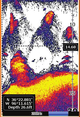 Funzionamento del sonar Barra blu registrazione sonar Questa unità supporta due tipi di sonar: convenzionale e DownScan.