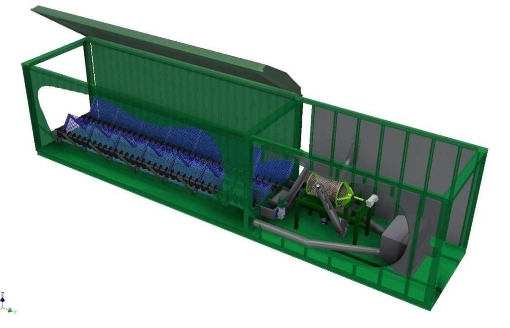 Container di pretrattamento Essiccazione con aria calda prodotta con una parte del calore prodotto dal modulo di cogenerazione Vagliatura del cippato secco