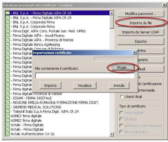 Cifratura dei file Acquisto da inviare con File Protector dalla finestra Database personale
