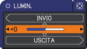 Utilizzo della funzione menu (continua) 3. Operazioni Per chiudere il MENU, premere nuovamente il pulsante MENU. Oppure selezionare USCITA e premere il pulsante di cursore (o ENTER).