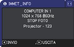 Menu SICUREZZA Voce VIS. TESTI SCRIVI TESCI INDICATORE SICUREZ. ViewSonic 52 Descrizione (1) Servirsi dei pulsanti / del menu SICUREZZA per selezionare VIS.