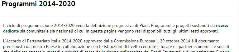 Italia 2014-2020 Programmi cofinanziati dai Fondi SIE