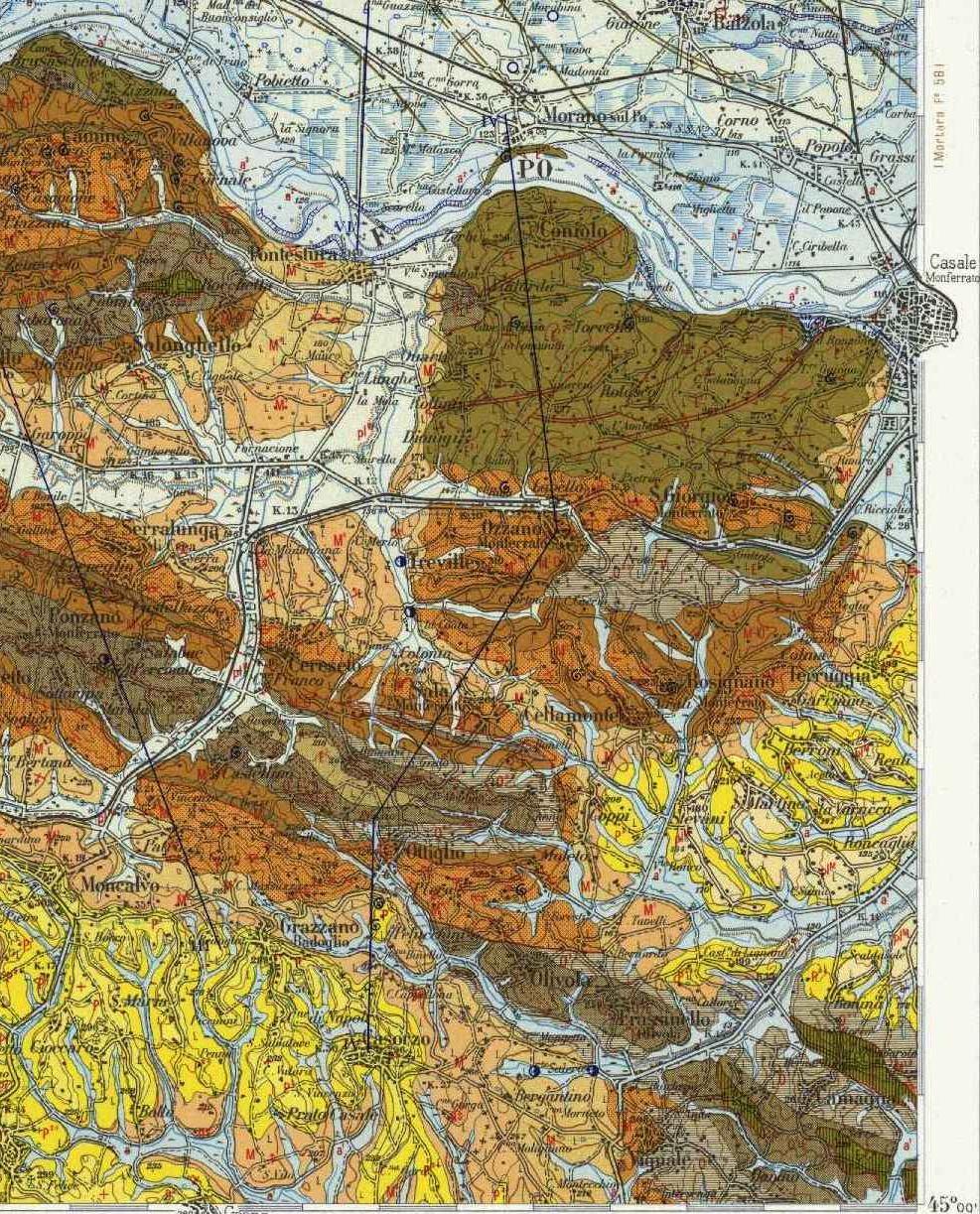 Alfredo Frixa (geologo) - La Pietra da Cantoni di Rosignano Monferrato (AL) 2017 Brusaschetto Carta Geologica (Foglio Vercelli) Fm di Casale Monferrato Camino Pontestura