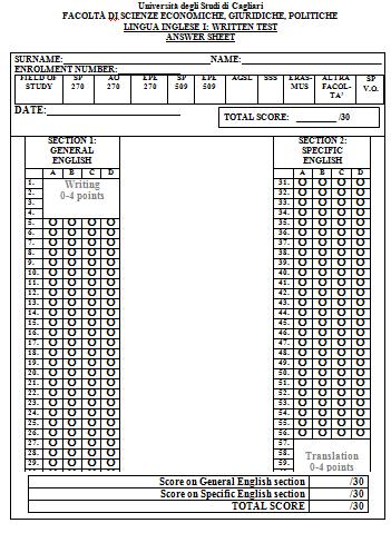 (composition), translation 2) Oral exam: listening comprehension and speaking production; communicative competence. Both will assess the knowledge of specific materials.