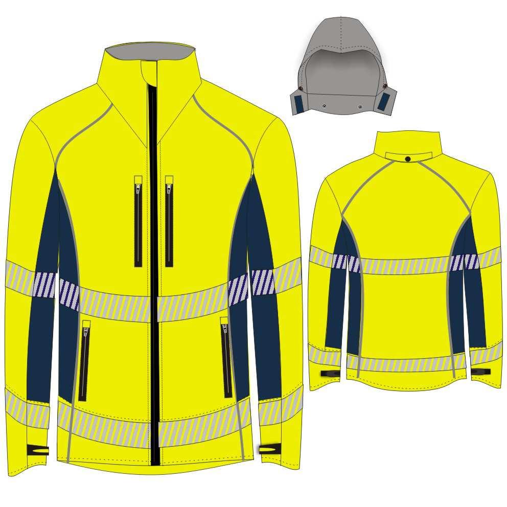 BRIGHT97V BRIGHT97VB5GMGTPL-37_33 GIACCA HV GUSCIO IMPERM. CONFORT STRETCH - COL. GIALLO FLUO E BLU BANDE RIFR.