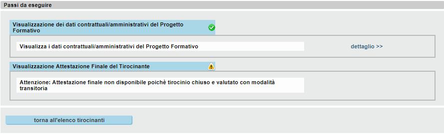 4.1 Tirocinanti avviati a partire dal 29/12/2017 Selezionando un tirocinante avviato a partire dal 29/12/2017 verrà aperta la pagina di dettaglio seguente: Fig.