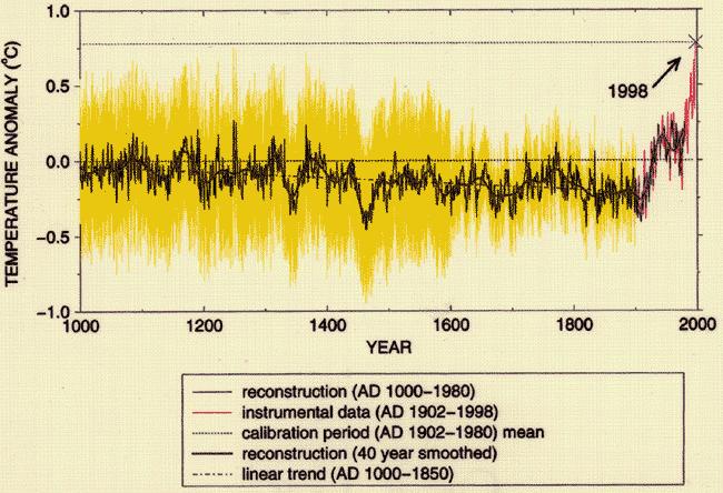 Andamento di temperatura negli ultimi 1000 anni Bedogni