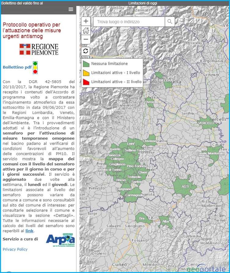 IL PROTOCOLLO ANTISMOG Il protocollo adottato individua, oltre al livello verde di non criticità, due livelli di allerta per il valore della media giornaliera del PM10: un primo livello