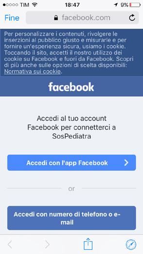 REGISTRAZIONE FACEBOOK Per registrasi basterà cliccare sul