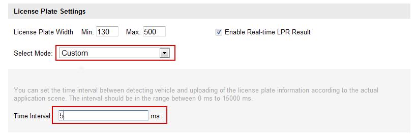 Custom: È possibile impostare l intervallo di tempo tra il rilevamento del veicolo e l elaborazione del dato della targa.