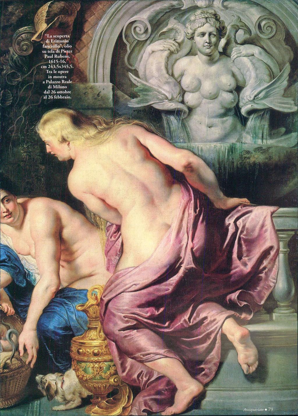 "La scoperta di Erittonio' fanciullo", olio su tela di Pieter Paul Rubens, 1615-16, cm