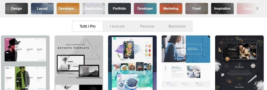 Pinterest è un social pensato per la condivisione di immagini. Si focalizza sul rappresentare gusti e collega interessi più che persone.