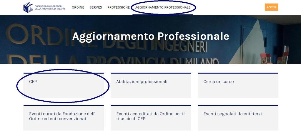 I Crediti Formativi Professionali (CFP) sono gli obblighi formativi del professionista per svolgere la propria professione, attraverso la formazione continua obbligatoria, disciplinata dal D.P.R.