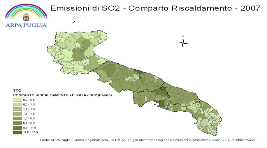 INEMAR Puglia 2007 Esempi di mappe sul riscaldamento per alcuni inquinanti Fonte: ARPA PUGLIA