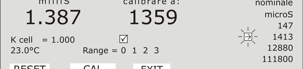 1. Accendere lo strumento premendo il tasto ON/OFF. 2. Se la sonda è di tipo diretto non SICRAM, impostare a menu il valore nominale della costante di cella della sonda da tarare (punto 5.4 a pag.