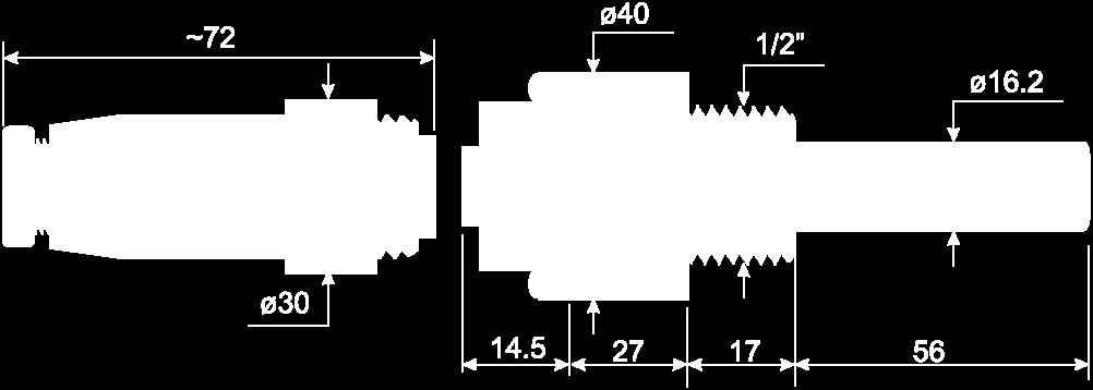 7 5μS/cm 200mS/cm 0 90 C Cella a 4 elettrodi in Platino Materiale sonda Pocan Uso generale non gravoso Sensore Pt100 D=5 16 50 Ø 12