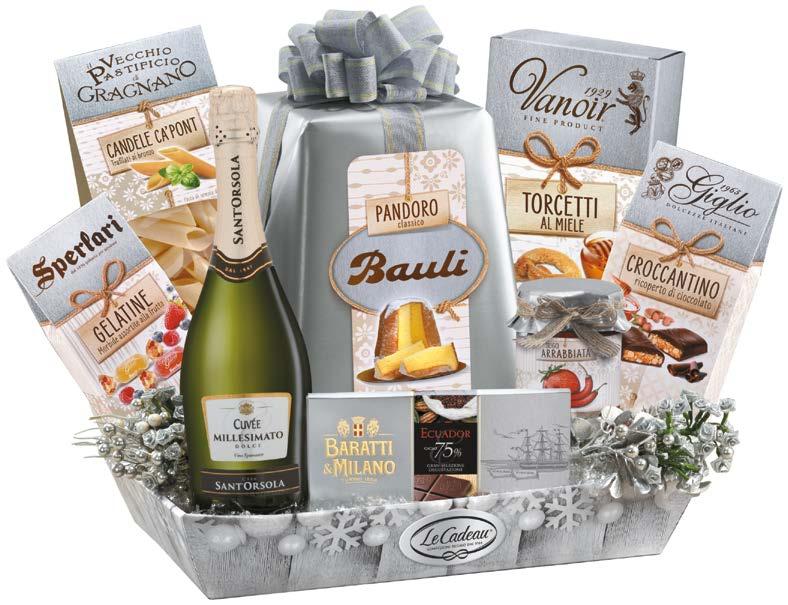 Platino Vassoio Platino Pandoro Bauli incarto a mano 750 g Spumante Millesimato Cuvée Dolce Sant Orsola 9.