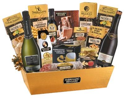 CONFEZIONI REGALO da 42,86 a 71,29 116 Gran Emilia Vassoio rettangolare oro Originale formaggiera a forma di Parmigiano Reggiano Miniricettario Consorzio Parmigiano Reggiano Lambrusco Rosso Emilia I.