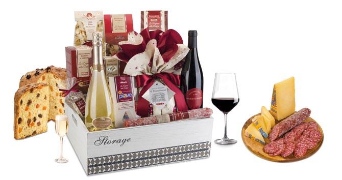 CONFEZIONI REGALO da 42,86 a 71,29 122 Antichi Sapori 67,00 Cesto in tessuto a quadri marrone Bottiglia Lambrusco Reggiano D.O.C. Cà dè Medici 11 750 ml Bottiglia Vino Rosso Sangiovese I.G.T.