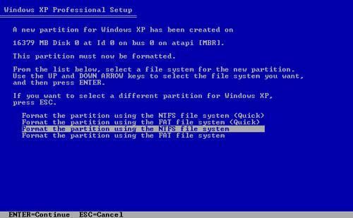 Il programma di installazione di Windows XP Professional elimina i dati presenti sul disco rigido, formatta il disco e vi copia i file di installazione dal CD.