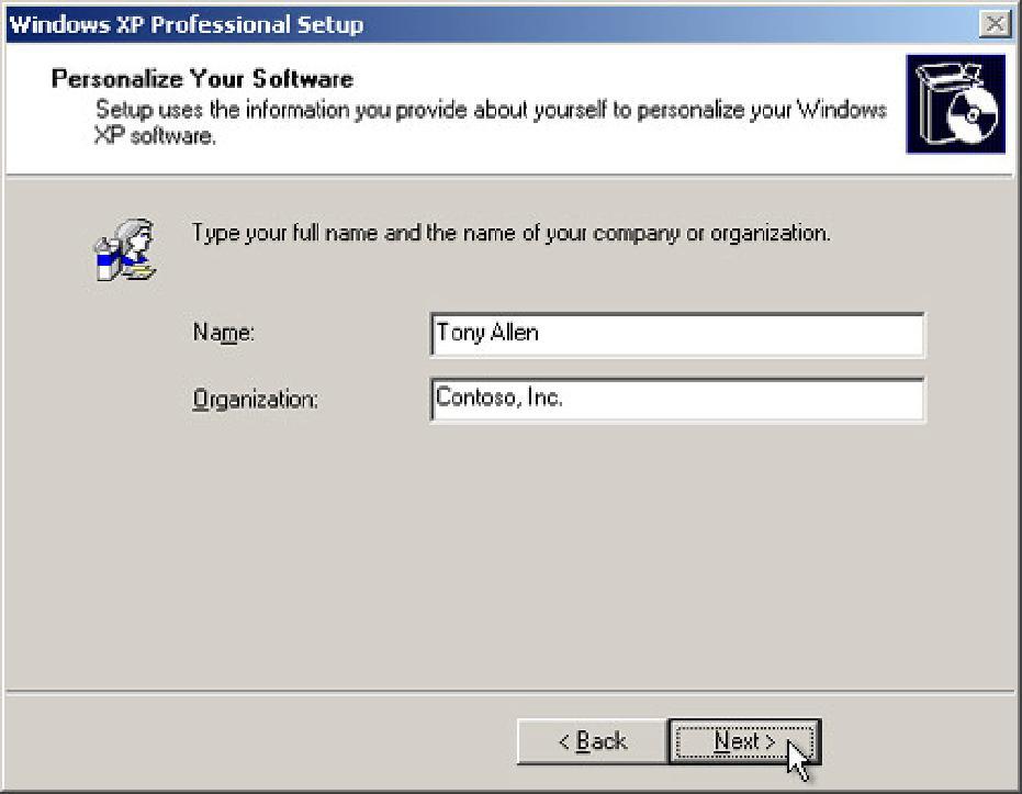 Viene visualizzata la schermata "Personalizzazione del Software".