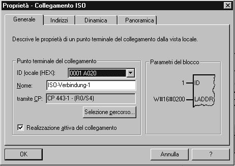 Comunicazione tramite l interfaccia SEND RECEIVE tra stazioni S7 Per esaminare i parametri importanti del collegamento.