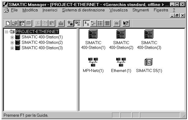 Comunicazione tramite l interfaccia SEND-RECEIVE tra stazioni S7 e S5 1. Creazione/apertura di un progetto 2. Configurazione e collegamento in rete dell hardware 3.