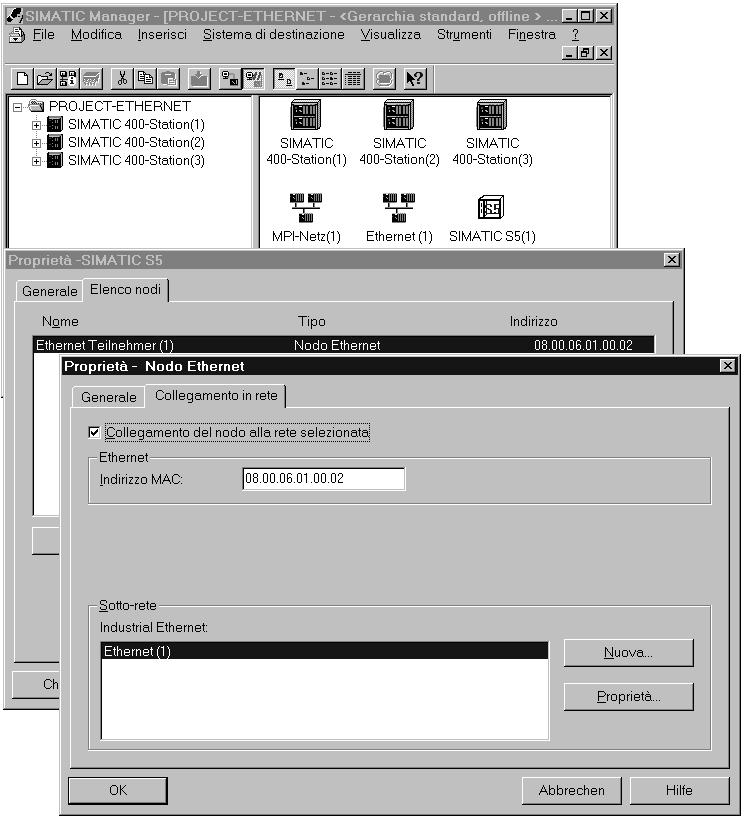 Comunicazione tramite l interfaccia SEND-RECEIVE tra stazioni S7 e S5...per il collegamento in rete della stazione Anche il collegamento in rete della stazione SIMATIC 400 corrisponde all esempio 1.