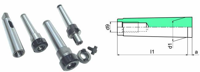 Mo Cementati Temperati Rinvenuti con durezza RC 58 ± 2 Bruniti Rettificati sui coni Morse con precisione T3 - Rettificati nella sede pinza e sede portautensili STNDRD