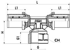 CODICI E DIMENSIONI SERIE 407 DIMENSIONE TUBI L L1 H G G1 CH CODICE 16x2 1/2" 16x2 82 25 38 1/2" 16 22 81407ADGH06 16x2 3/4" 16x2 88 25 39 3/4" 17 27 81407AEGH06 20x2 1/2" 20x2 82 25 38 1/2" 16 22