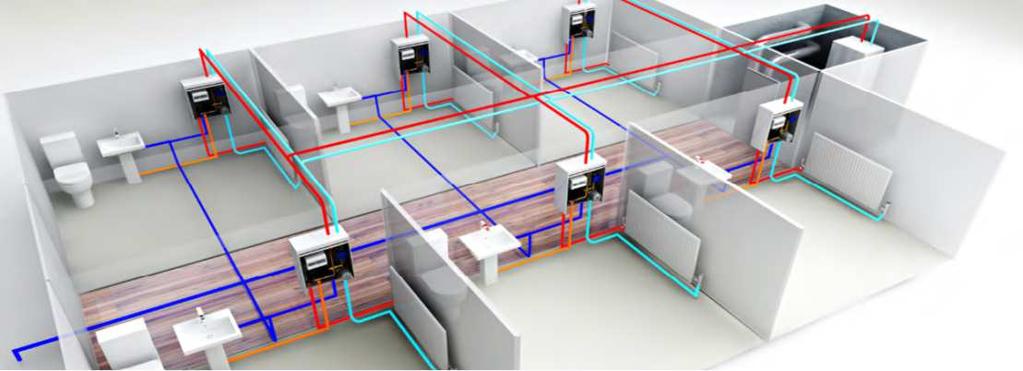 vengono gestite singolarmente grazie il modulo HIU. SCHEME Heating system to combine apartment complexes in a building with thermal power plant.