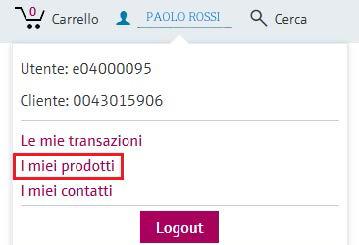 Prodotti preferiti Accedendo alla sezione I miei prodotti sarà possibile