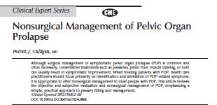 Pessario Vaginale Obstet Gynecol 2012;119:852 60 Nonostante il trattamento chirurgico del prolasso sintomatico dell'organo pelvico (POP) sia comune, le cure conservative possono di solito garantire