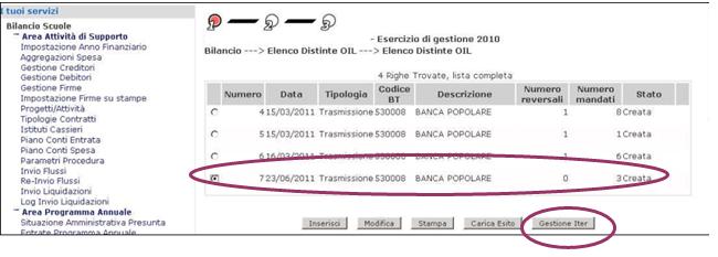 2. GESTIONE ITER FIRMA DSGA Le azioni legate a questo processo permettono all utente Direttore dei Servizi Generali e Amministrativi di apporre la firma digitale alla distinta.