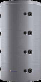 BOLLITORI INERZIALI ELIOMAX CKZ EU2 1.500-3.000 L Accumulatore verticale a pavimento di grande capacità con serbatoio in acciaio nero, guaine porta sonde, isolamento flessibile smontabile da 100 mm.