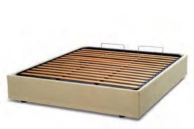 Il sommier contenitore ha il piano con rete a 14 doghe intere che mantiene inalterati il grado di comfort e la rigidità del materasso The storage base has 14 full-length slats to maintain mattress