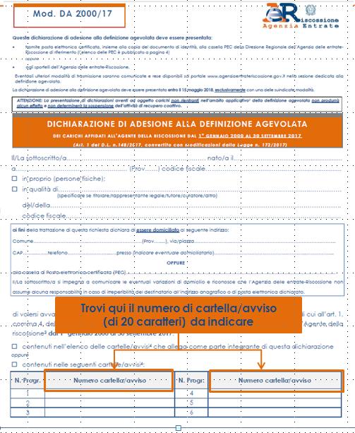 Caso 1: non sono riportati tutti i carichi/cartelle/avvisi che erano stati richiesti nella dichiarazione di adesione ( carichi mancanti ) In questo caso, per ogni singola cartella/avviso, dovrai