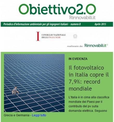 Obiettivo2.0 ORGANO DI INFORMAZIONE AMBIENTALE PER TUTTI GLI INGEGNERI ITALIANI in collaborazione con il Consiglio Nazionale degli Ingegneri Obiettivo2.