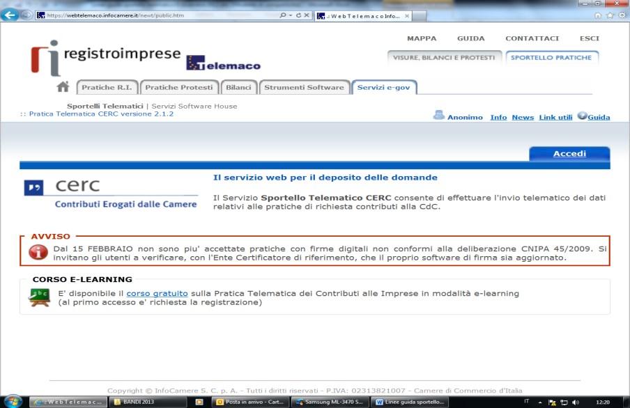 INVIO DELLA RENDICONTAZIONE Per l invio della rendicontazione relativa al Regolamento Incentivi per l internazionalizzazione anno 2017 occorre connettersi al sito http://webtelemaco.