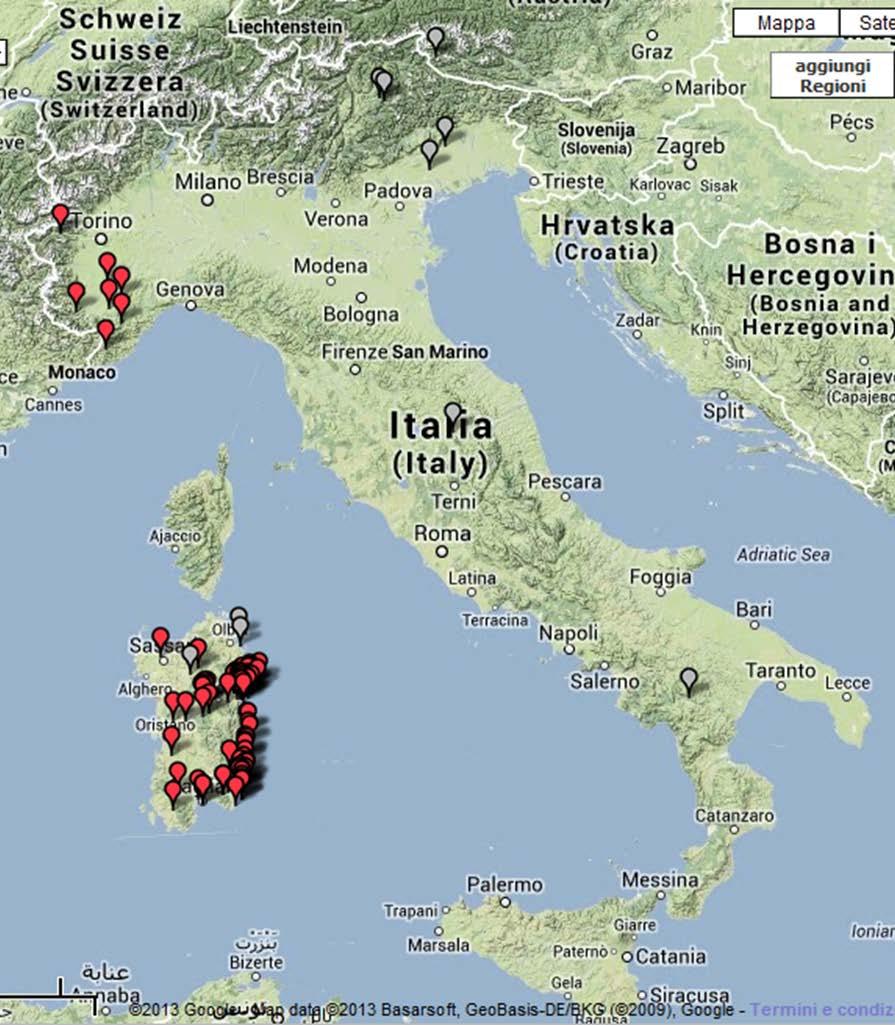 Distribuzione regionale dei focolai di SBV in Italia nel corso dell epidemia