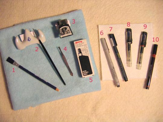 Gli strumenti per l inchiostrazione : Ricapitolando ecco la lista degli strumenti con cui cimentarvi nella realizzazione della vostra prima tavola. 1.