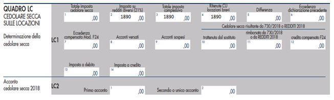 Le ritenute vanno riportate nel quadro LC e le ritenute della