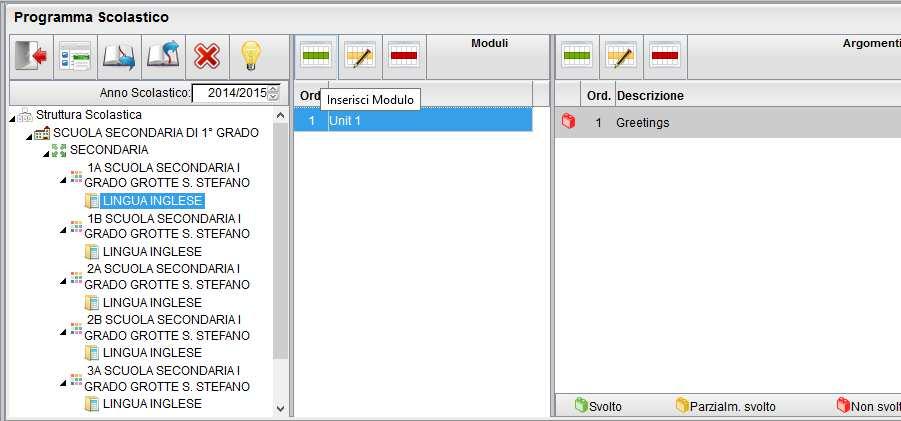 Inserimento programma scolastico 1. 2.