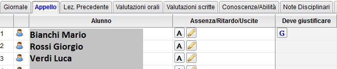 giustificare» Per registrare l avvenuta giustificazione fare click sulla lettera