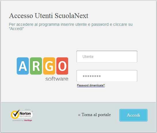 Accesso all applicativo ScuolaNext Inserire il proprio nome utente