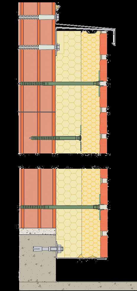 THERMOREAL SM SISTEMA DI FISSAGGIO E POSA IN OPERA La messa in opera del profilo di partenza non vale come supporto, ma a proteggere il profilo inferiore della prima fila di pannelli e, nello stesso